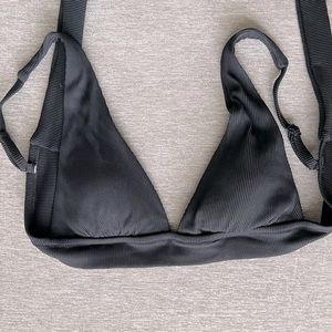 Aerie Triangle Tie Back Bikini Bottom | Size: Large | Black